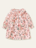 Butterfly Floral Printed Long Sleeve Dress