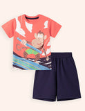 Cute Monkey Printed Cotton T-shirt Set