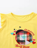 Ladybug Plaid Embroidered T-Shirt and Shorts Set