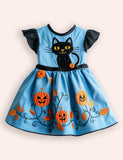 Halloween Black Cat Appliqué Dress
