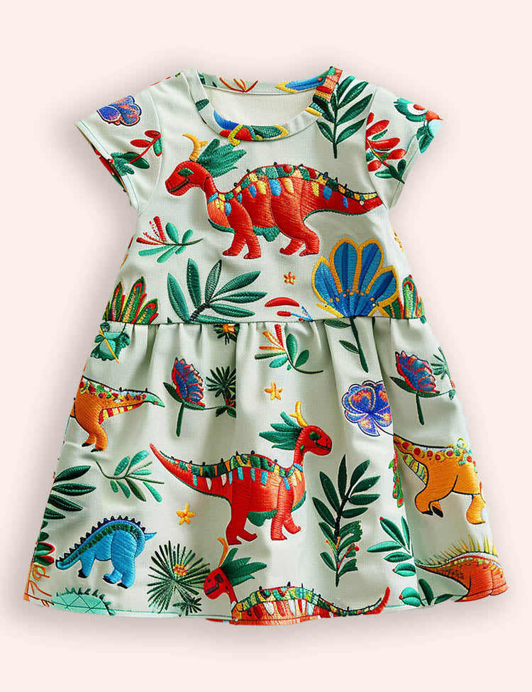 Fun Dinosaurs Printed Dress