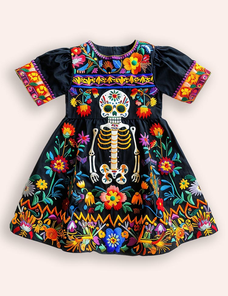 Halloween Skeleton Printed Dress