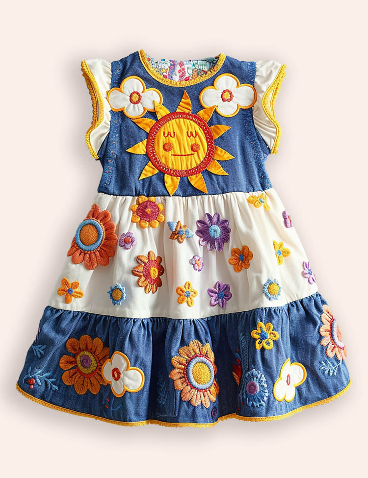 Sun Clouds Appliqué Dress
