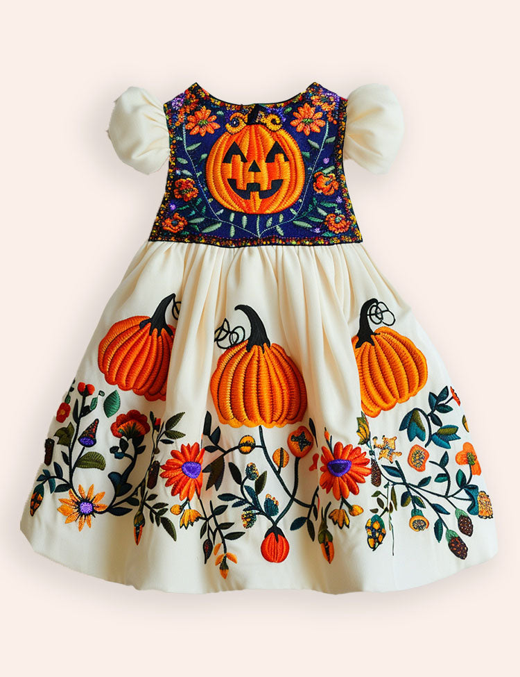 Halloween Pumpkin Appliqué Dress