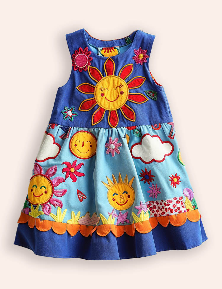 Sun Clouds Appliqué Dress