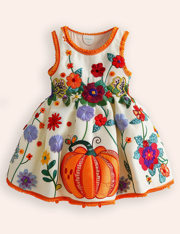 Halloween Pumpkins Appliqué Dress