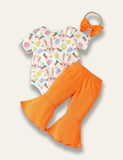 Easter Cute Bunny Printed Romper+Pants - Mini Taylor
