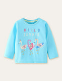 Three Flamingo Printed Long-Sleeved T-shirt - Mini Taylor